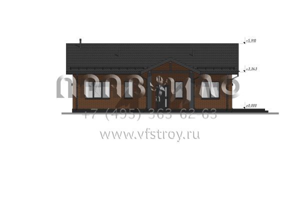 Проект одноэтажного дома с большими окнами S-108