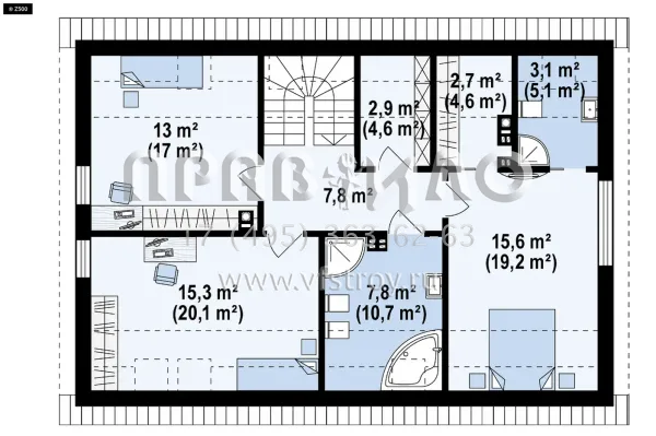Проект современного мансардного дома с тремя спальнями и гаражом на одну машину s3-169-6 (Z353)