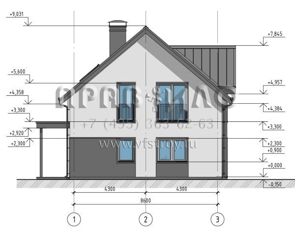 Проект двухэтажного дома из железобетонных панелей SP2-153 (2-153-СК)