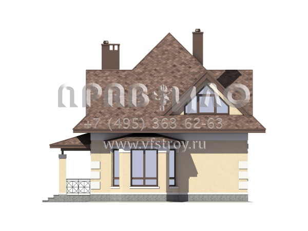 Загородный дом с шатровой крышей и эркером S7-126 (3-27e)