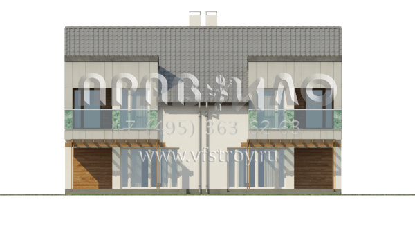 Проект таунхауса на два хозяина  S3-118-1 (ZB7)