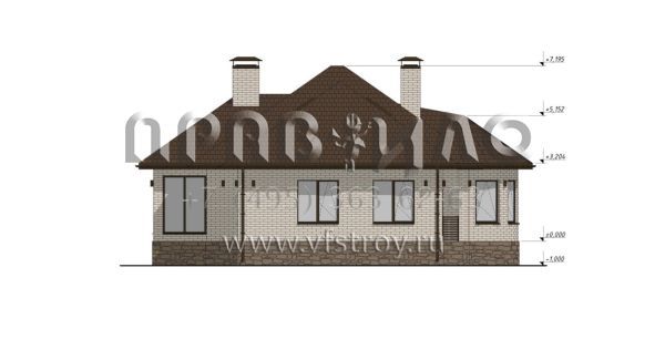 Проект одноэтажного дома с мансардой и эркером в гостиной S-186