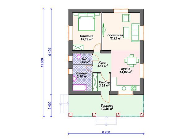 Проект одноэтажного дома  S4-81 (К-062)