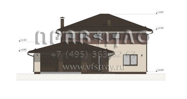 Проект современного дома с гаражом на две машины S-227