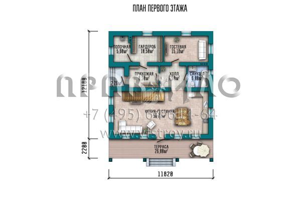 Проект большого комбинированного загородного дома в стиле Шале S2-221 (022-221-1М)