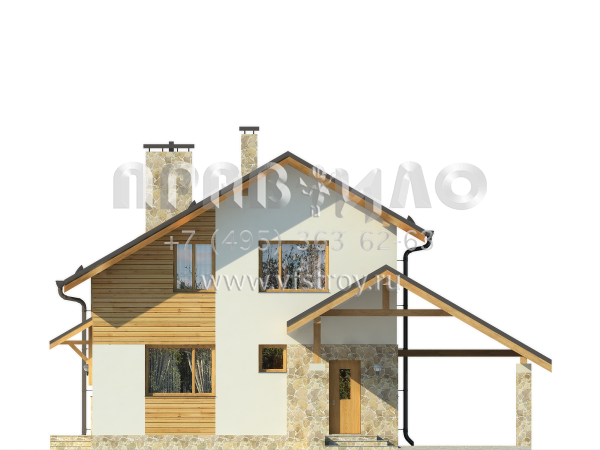 Загородный дом из газобетона с навесом для автомобиля S7-149 (3-37a)