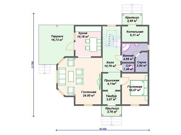 Проект каркасного дома с 3 спальнями S4-177 (И-074)