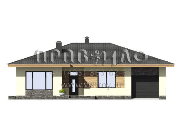 Проект одноэтажного дома с гаражом для постоянного проживания S7-170(5-06)
