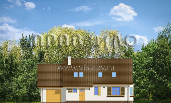 Проект коттеджа с просторной гостиной S8-193 (Аккуратный с сенью)
