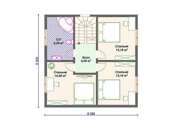 Проект каркасного дома с мансардой S4-136 (И-004)