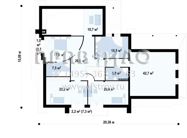 Проект коттеджа для большой семьи с гаражом на два автомобиля S3-365 (Z59)