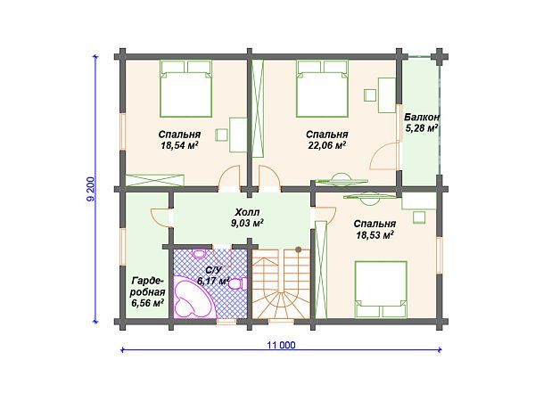 Проект деревянного дома с эркером S4-195 (ДС-002)