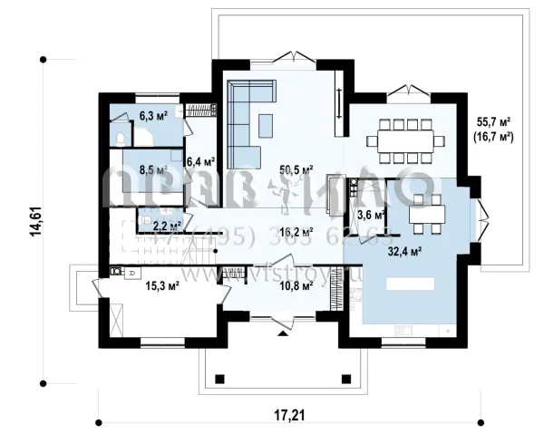 Проект классического двухэтажного особняка с сауной на первом этаже S3-311 (Zx113 bg)