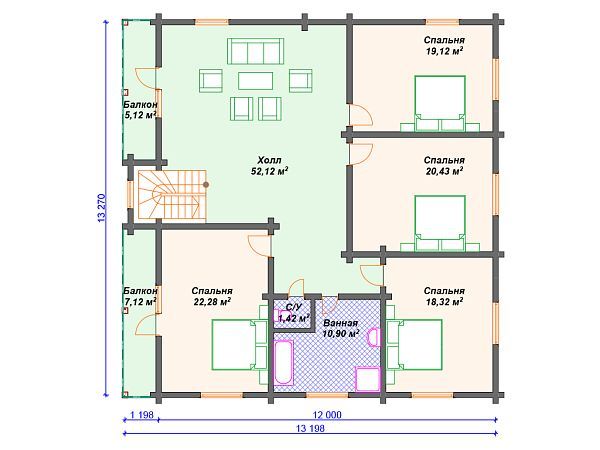 Проект комбинированного дома с мансардой и эркером S4-353 (А-005)