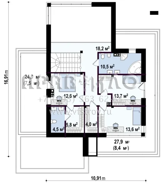 Проект элитного коттеджа в стиле хайтек S3-243-1 (ZX108)