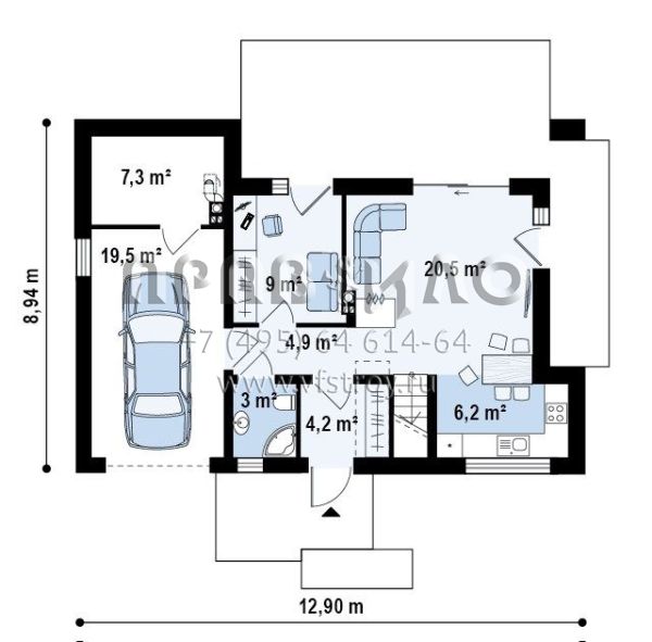 Проект частного дома с двускатной крышей для небольшого участка S3-169-2 (Z222)