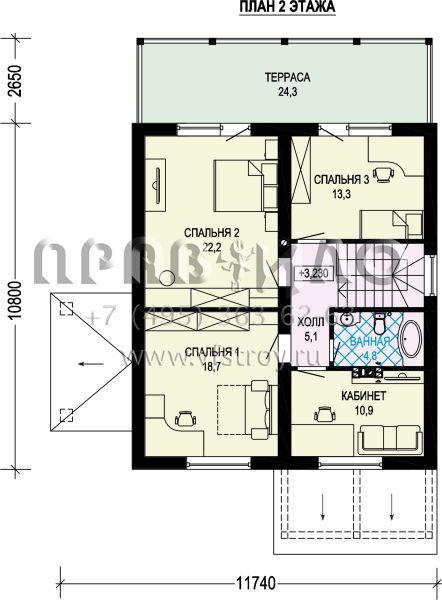 Двухэтажный дом из газобетона с большой террасой на втором этаже S7-178 (3-62а)