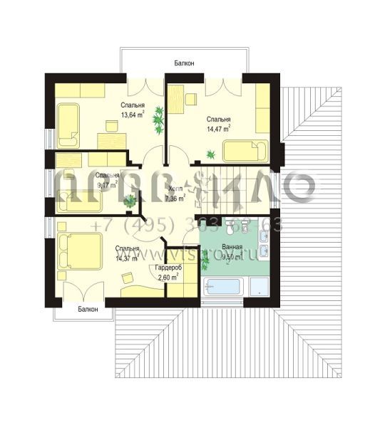 Проект современного двухэтажного дома с камином, балконами и гаражом на два автомобиля S8-224-3 (Изумруд 6)