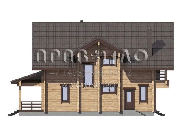 Проект дома из бруса с большой террасой S7-188 (1-40c)