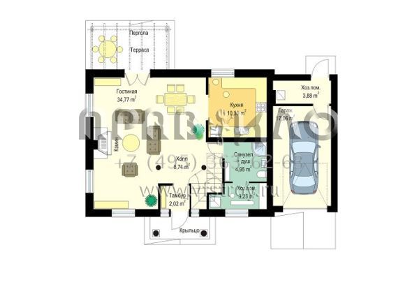 Проект дома с пристроенным гаражом S8-157-2 (Сказочный 3)