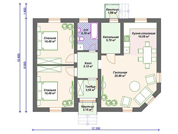 Проект каменного дома с эркером S4-89 (К-287)