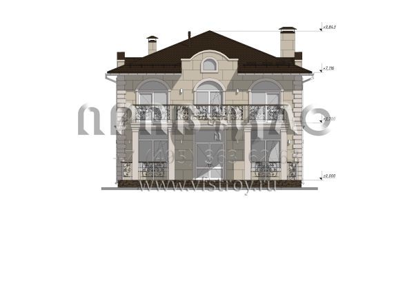Проект красивого двухэтажного дома с большими балконами S-240