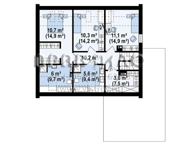 Проект современного мансардного дома с крытой террасой и гаражом на одну машину s3-165-2 (Z364)