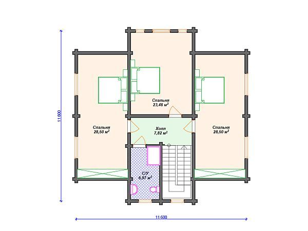 Проект комбинированного дома с 3 спальнями S4-206 (А-021)