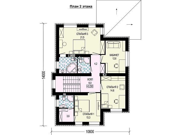 Проект двухэтажного загородного дома из газобетона S7-181 (3-65)