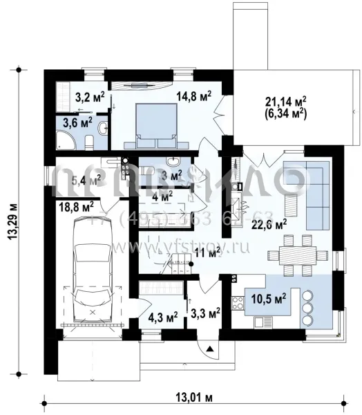 Проект двухэтажного коттеджа в стиле хайтек для небольшой семьи S3-143-4 (Zx46 minus)
