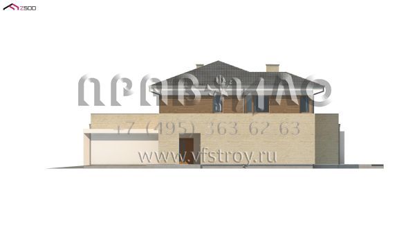 Проект современного двухэтажного дома с большой гостиной, четырьмя спальнями, двухместным гаражом и сауной S3-258-1 (ZX112)