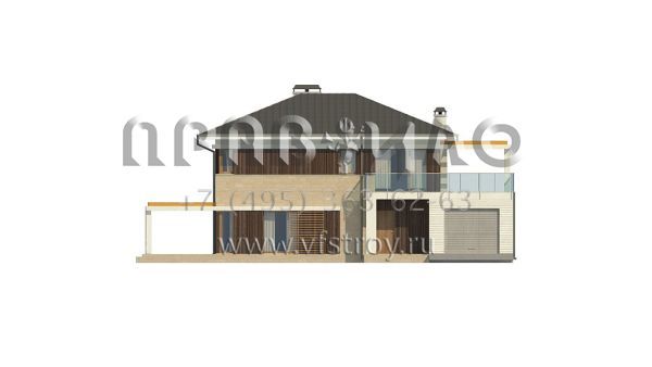 Проект солидного двухэтажного дома с гаражом и с террасой S3-191-7 (Zx63 C)