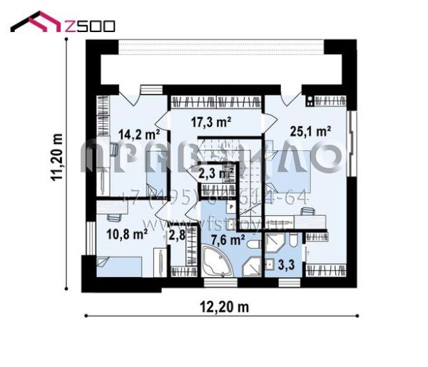 Проект двухэтажного дома в стиле хай-тек с одноместным гаражом и четырьмя спальнями S3-185-6 (Zx175)