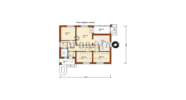 Одноэтажный коттедж по проекту F-084-1P