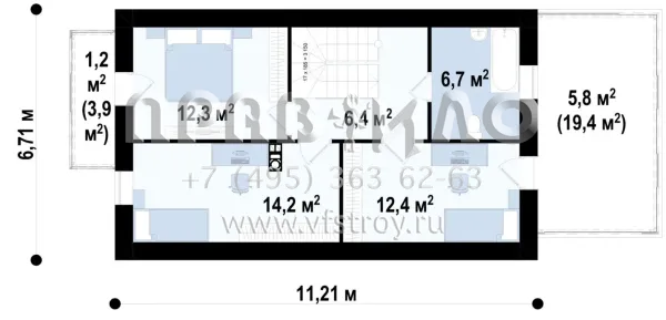 Проект узкого дома с пристроенным гаражом  S3-123 (Z298)