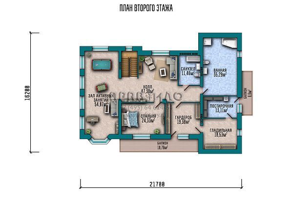 Проект большого загородного дома в стиле Шале S2-571 (054-571-2П)