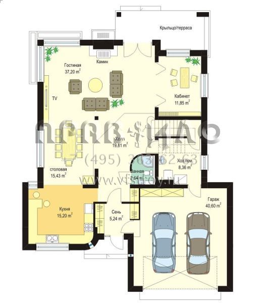 Проект двухэтажного дома с фронтальным гаражом S8-344-2 (Топаз 3)