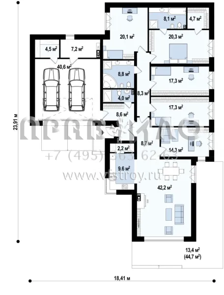 Проект современного каменного дома со скатной кровлей S3-245-1 (Z402 +)