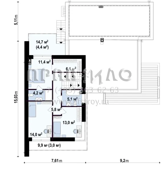 Проект комфортабельного двухуровневого дома с большим гаражом S3-206-8 (Zx151)
