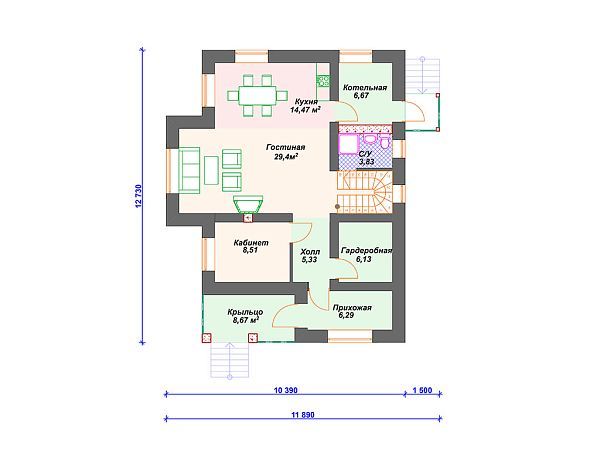 Проект каменного дома S4-167 (К-086)