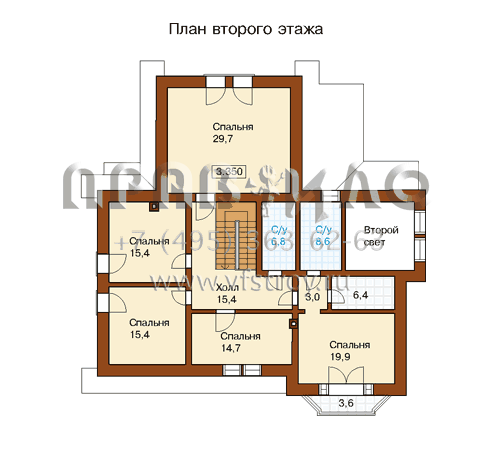 Современный загородный коттедж с деревянной отделкой на фасаде M-374-1K