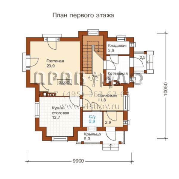 Проект двухэтажного дома с камином  S6-144 (H-144-1P)