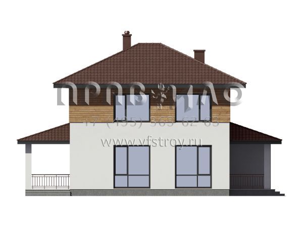 Проект загородного дома из пеноблоков с гаражом и террасой S7-171 (3-46с)