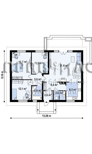 Проект четырехкомнатного дома S3-99 (Z8)