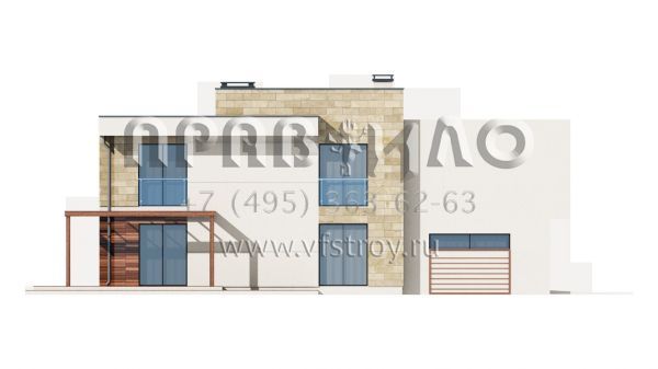 Проект особняка в стиле хай-тек с плоской крышей  S3-210 (ZX114)