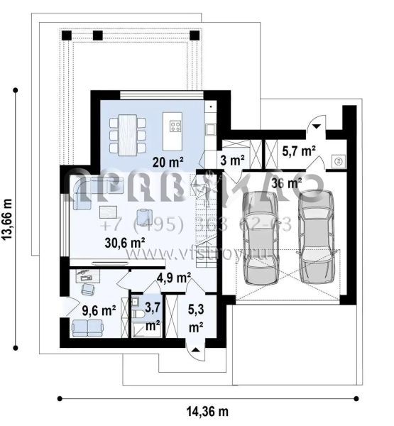 Проект двухэтажного дома в минималистичном стиле с террасой над гаражом S3-188 (Z503)