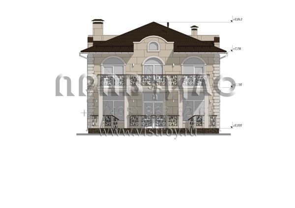 Проект красивого двухэтажного дома с большими балконами S-240