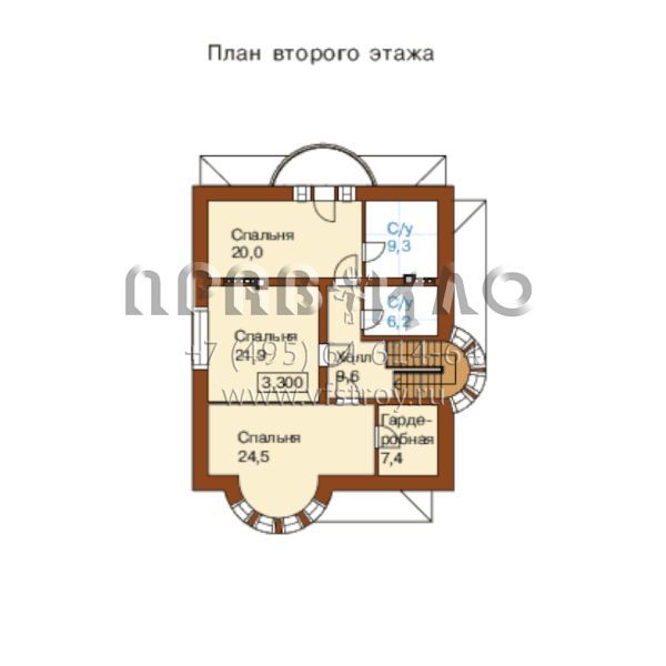 Проект коттеджа с выразительным циркульным эркером S6-318(L-318-1K)