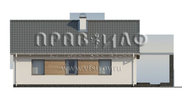 Проект маленького дачного дома с гостиной и двумя спальнями S3-61-2 (Z139 v2)