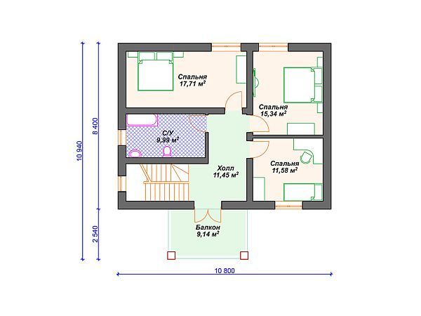 Проект каменного дома с террасой S4-181 (К-298)